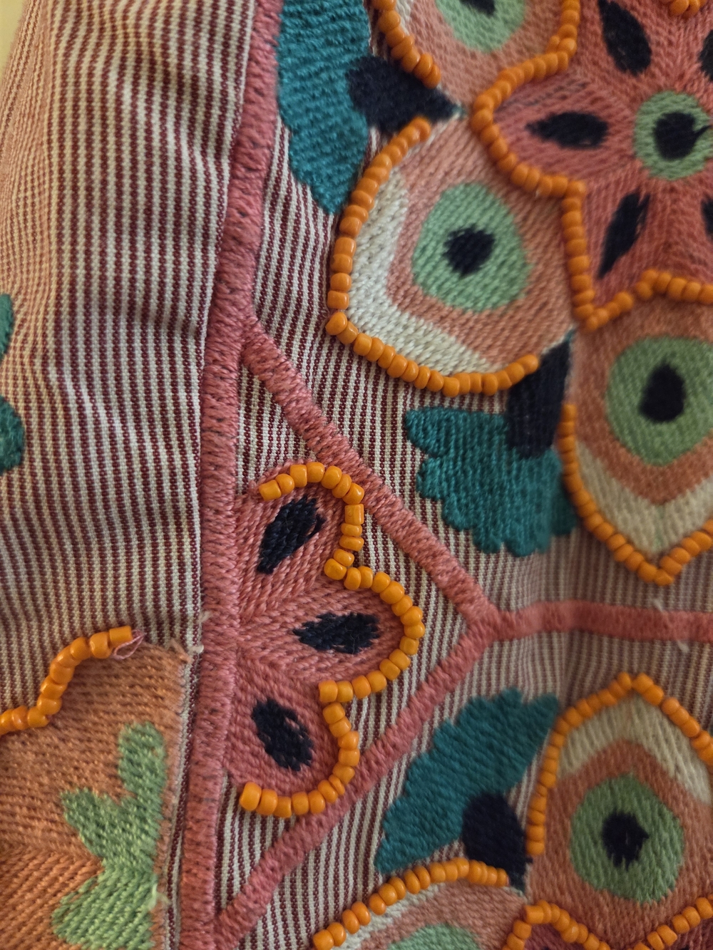Anthropologie Pink Cottom Beaded Embroidered Applique Shift Mini Dress - Picture 5 of 10